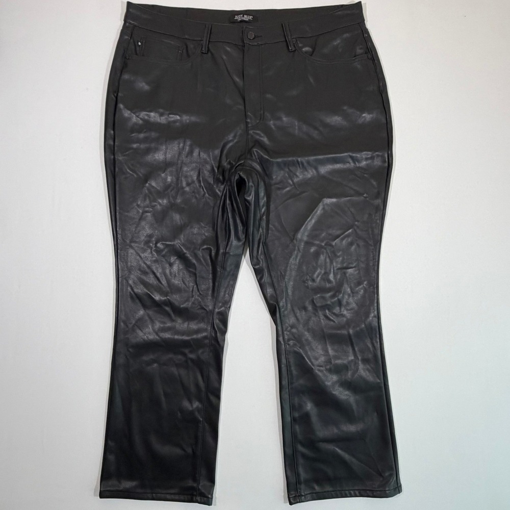 Judy‎ Blue Pants Womens 22W Black Faux Leather Straight Leg Biker Whimsygoth